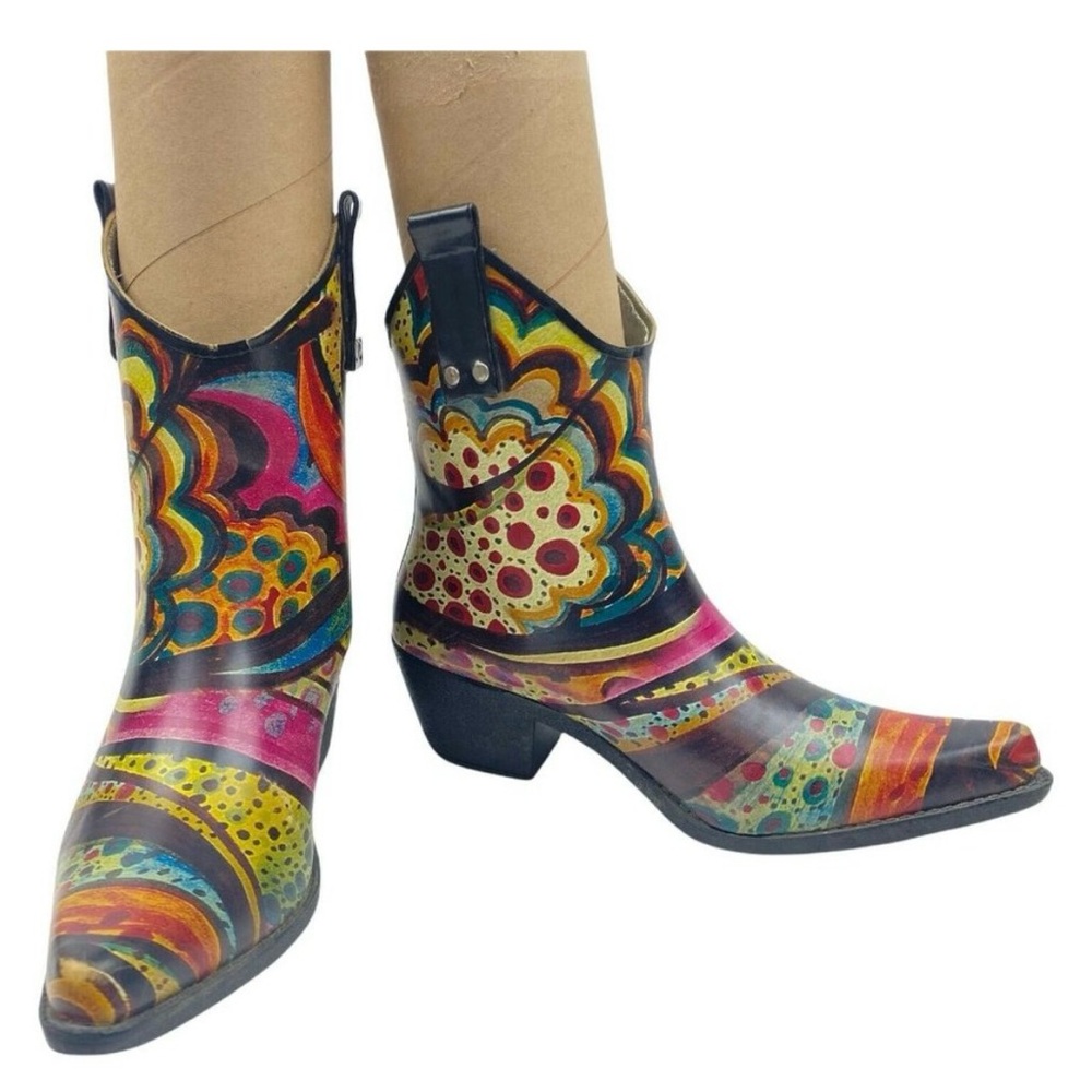 Nomad Women's Rain Boots Size 10 Music Festival Monet Cowboy Western Abstract
